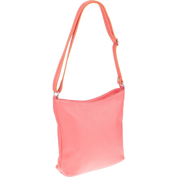 Ružová kožená talianska crossbody kabelka Ebe Rosa Lampone NovaKabelka 43125257