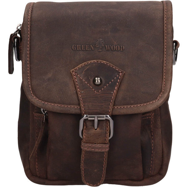 Pánska kožená taška cez rameno Greenwood Damian - tmavo hnedá 58453690