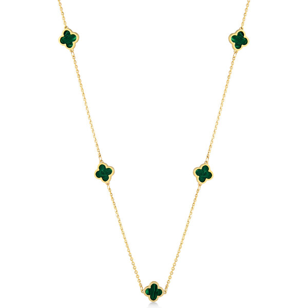 Lillian Vassago Zlatý náhrdelník s malachitmi, štvorlístky LLV31-GN038 47812992