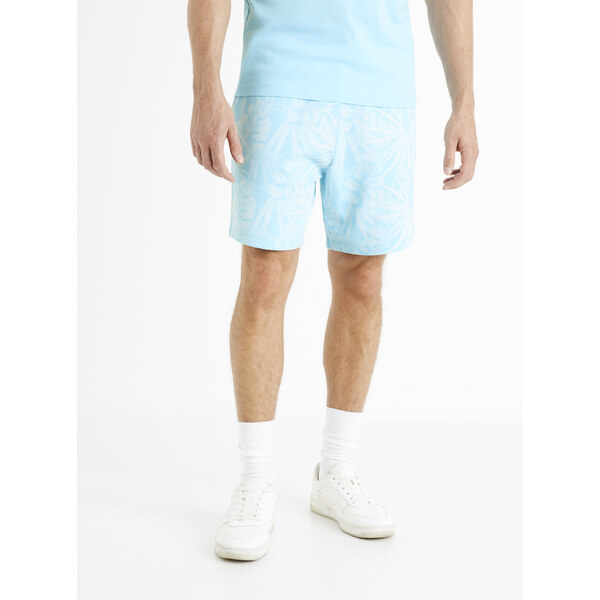 Svetlomodré pánske vzorované teplákové kraťasy Celio Doplaced 66926651