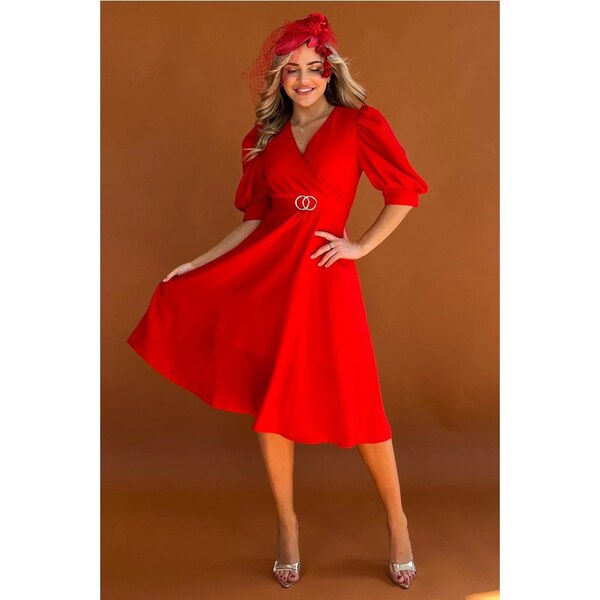 GIRL IN MIND Nadine Červené zavinovacie midi šaty 43246366