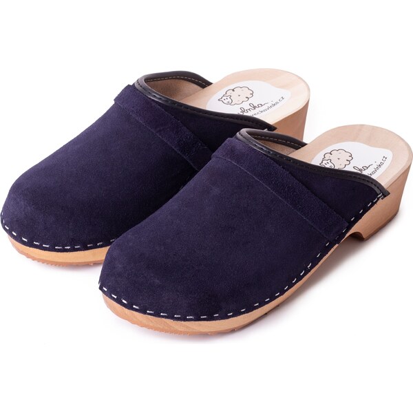 Vlnka Dámske anatomické dreváky brúsená koža modrá veľkosti obuvi - 17480144
