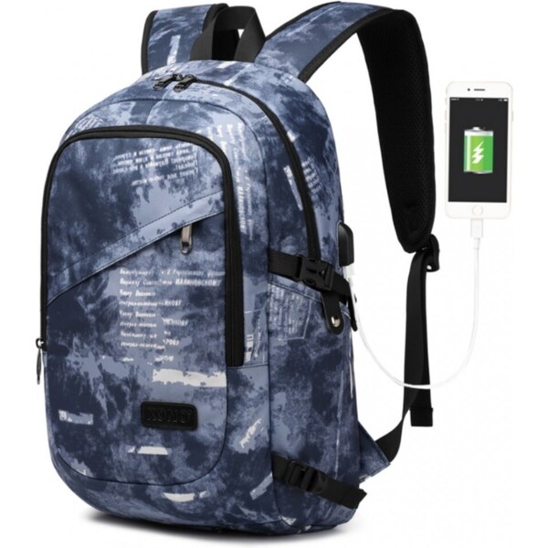 KONO Ruksak - školský, pracovný s usb nabíjaním, modrý 46487100