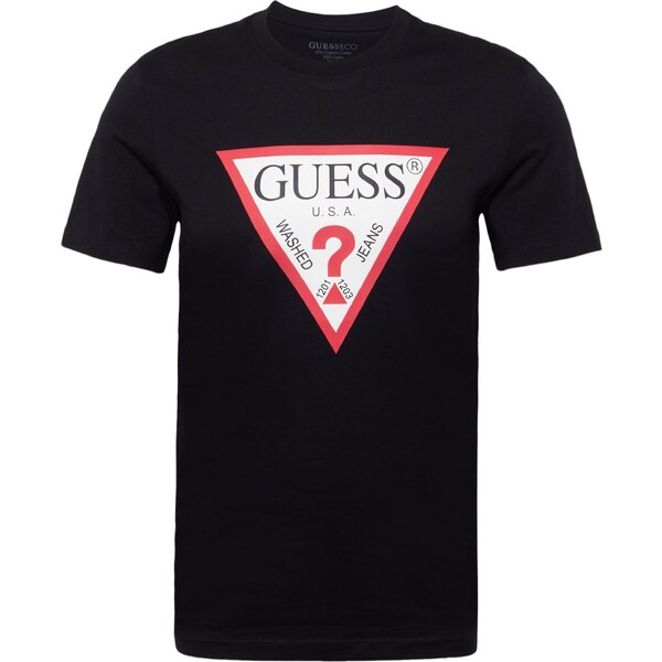 GUESS Tričko jasne červená / čierna / biela ako vlna 43483933