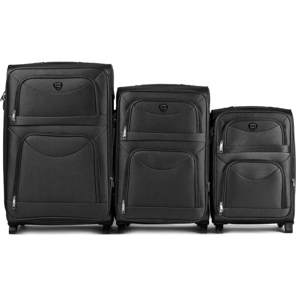 Čierna sada 3 cestovných kufrov 6802(2), Sets of 3 suitcases Wings 2 65151510