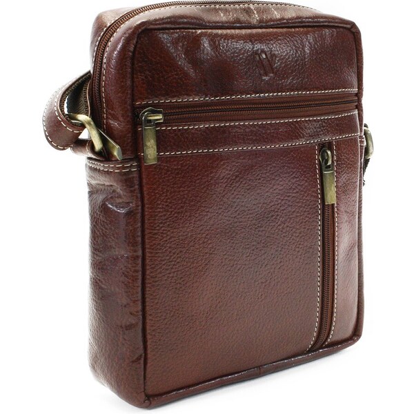 Arwel Červenohnedý pánsky kožený zipsový crossbag 215-1218-40 62804993