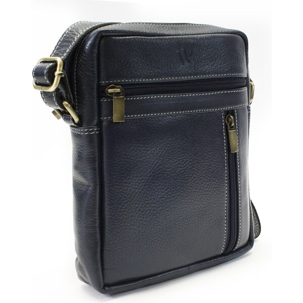 Arwel Tmavo modrý pánsky kožený zipsový crossbag 215-1218-97 43613268