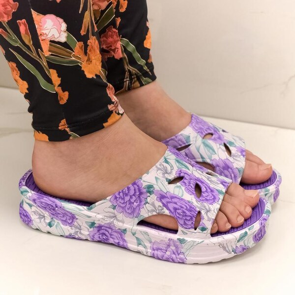 JOHN-C Dámske gumené bielofialové šľapky TATIANA 43324474