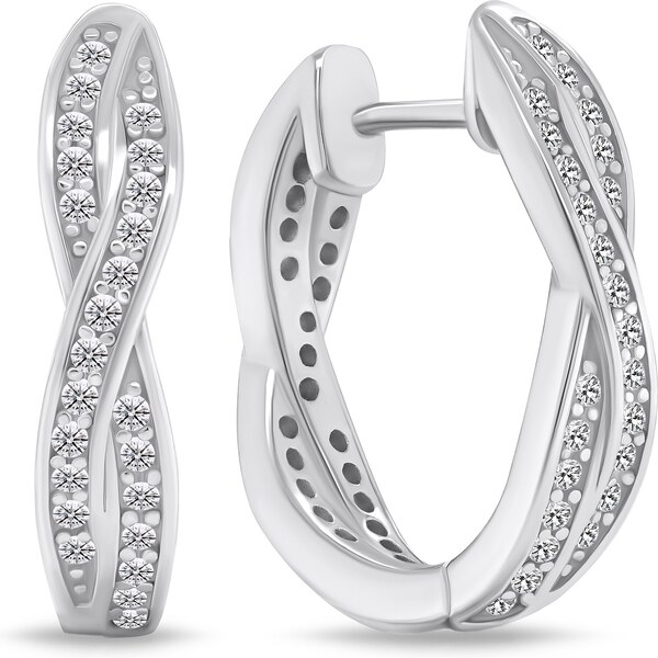 Brilio Silver Blyštivé strieborné kruhové náušnice so zirkónmi EA742W 66593376