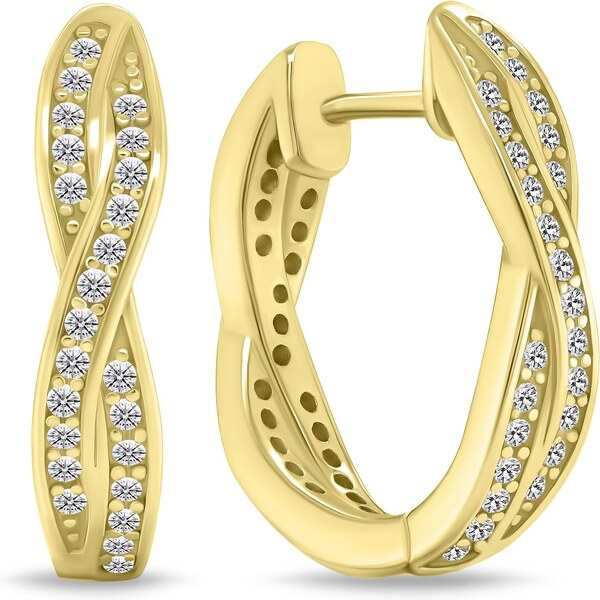 Brilio Silver Blyštivé pozlátené kruhové náušnice so zirkónmi EA742Y 66584765