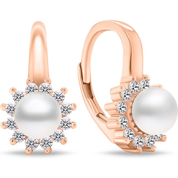 Brilio Silver Elegantné bronzové náušnice so zirkónmi EA788R 66590934