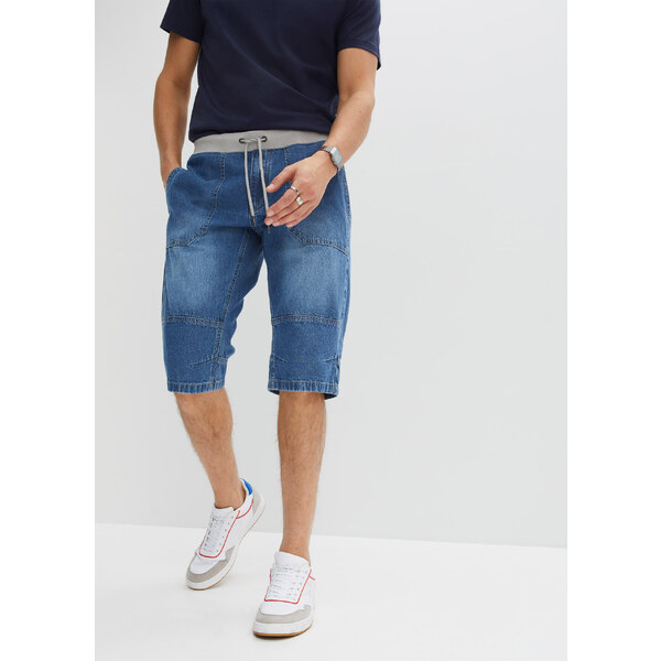 bonprix Džínsové bermudy bez zapínania, Relaxed fit, farba modrá 44796610