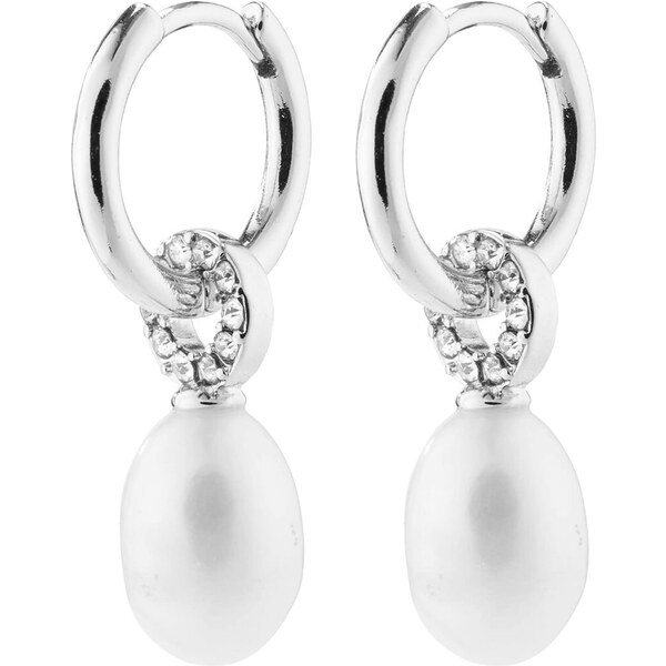 Pilgrim Náušnice Baker strieborná / perlovo biela 54250865