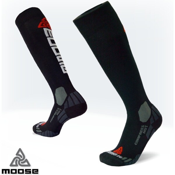 COMPRESS HOT merino kompresné podkolienky Moose Čierna XS 1 pár 43422529
