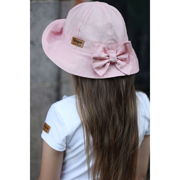 UNIQUE KIDS Bavlnený klobúk s mašľou STARORÚŽOVÝ 65138030