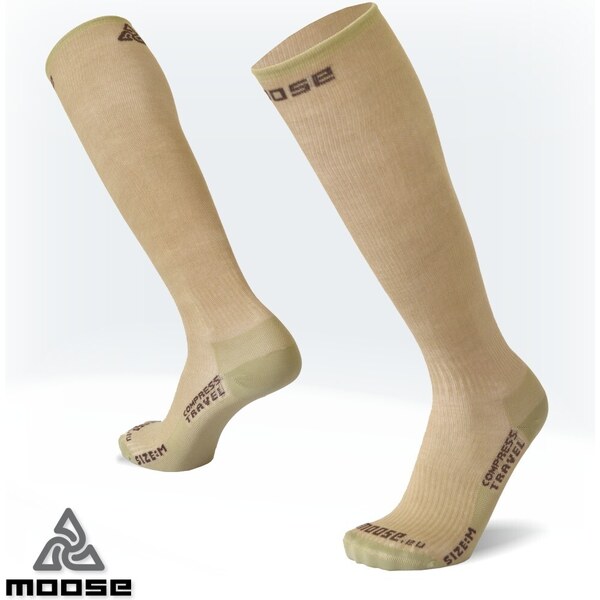 COMPRESS TRAVEL kompresné podkolienky Moose Běžová XS 1 pár 43485378