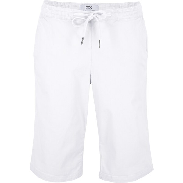 bonprix Bavlnené bermudy s komfortným pásom, farba biela 45131329