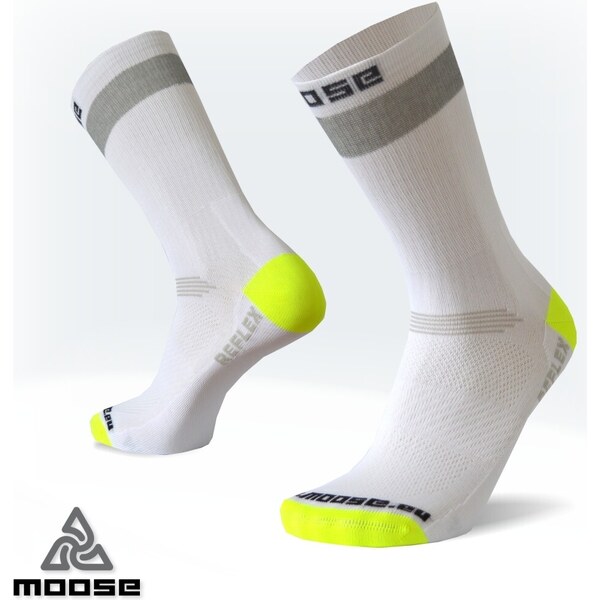 RACE REFLEX cyklistické reflexné ponožky Moose Biela XS 1 pár 43564785