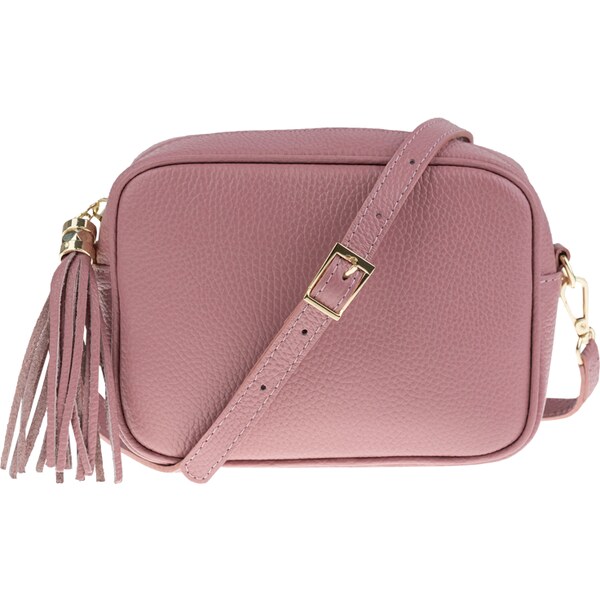 Ružová kožená talianska crossbody kabelka Bala Rosa Scura NovaKabelka 43607854