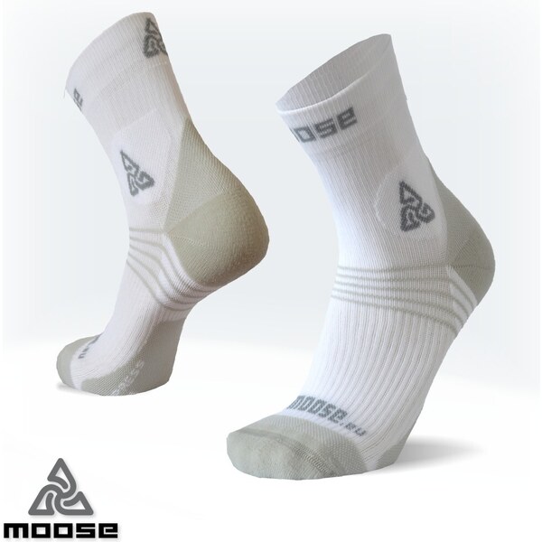 COMPRESS RUN NEW bežecké kompresné ponožky Moose Biela XS 1 pár 43610753