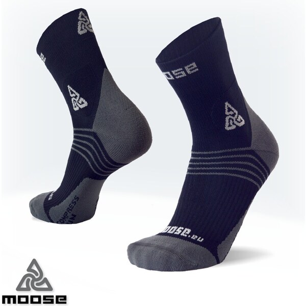 COMPRESS RUN NEW bežecké kompresné ponožky Moose Čierna XS 1 pár 47518056