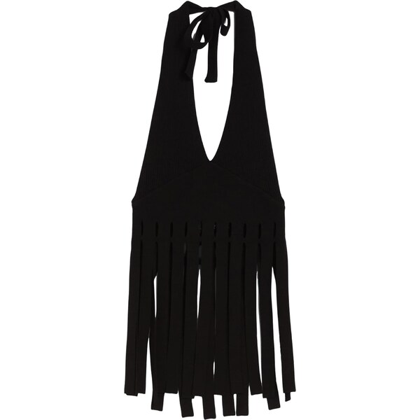 Bershka Vyšívaný top čierna 54251728