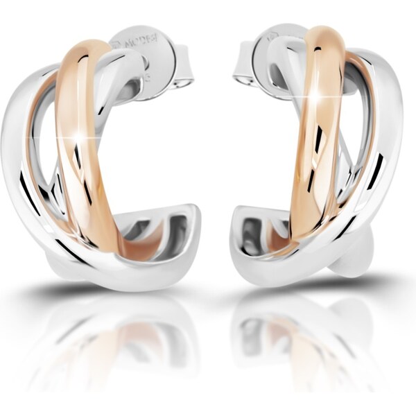 Modesi Elegantné strieborné bicolor náušnice kruhy M23092 66589711