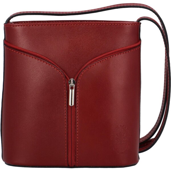 Dámska kožená crossbody kabelka tmavo červená - ItalY Hallie červená 5714146