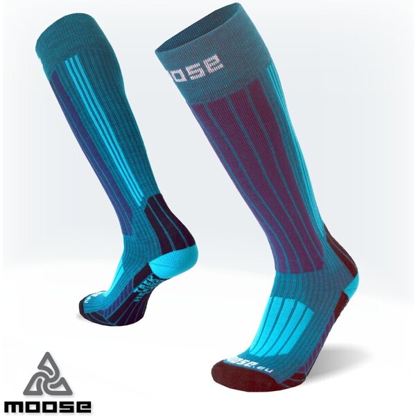 TREK LONG turistické merino podkolienky Moose Tyrkysová XS 1 pár 47518081