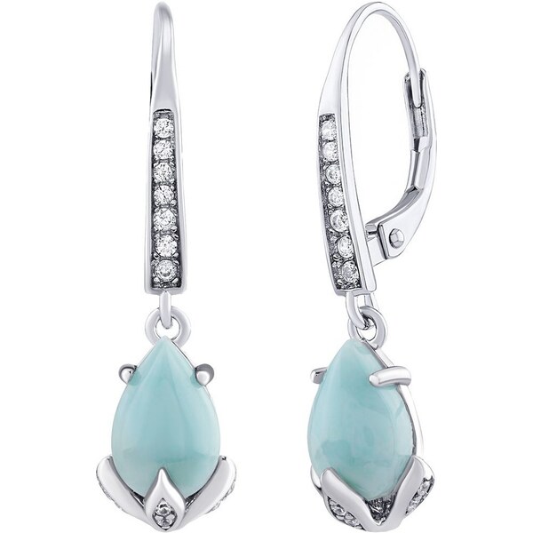 Silvego Strieborné náušnice Clarissa s pravým Larimarom a Brilliance 66590298