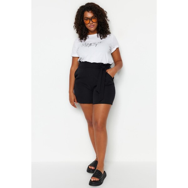 Trendyol Curve Black Finike Carrot Woven Shorts & Bermuda 50623311
