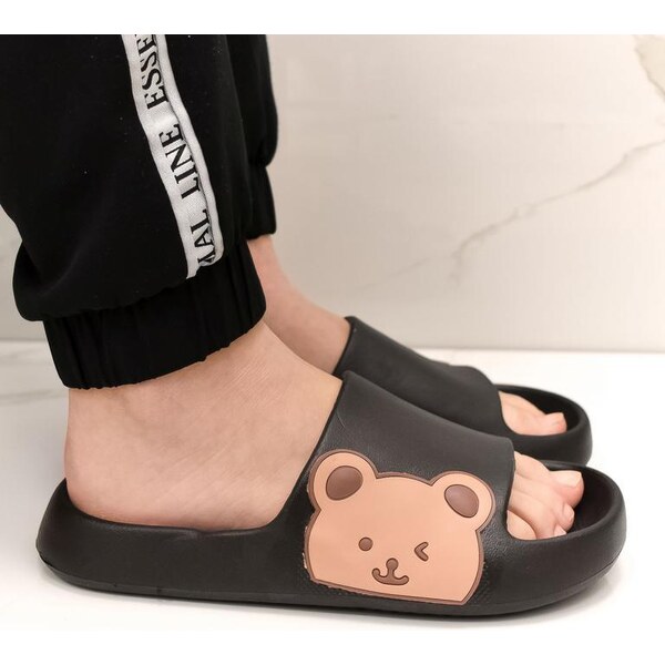 JOHN-C Čierne gumené šľapky UNISEX BEAR 36-41 43886778