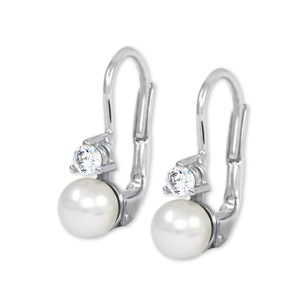 Soliter Náušnice z bieleho zlata s kryštálom a perlou 235 001 00100 07 66582181