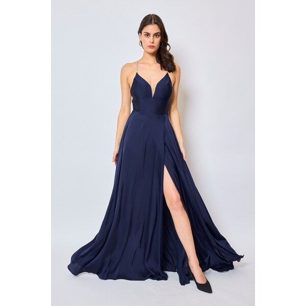 miadresses.sk Tmavomodré spoločenské šaty s kamienkami 37241297