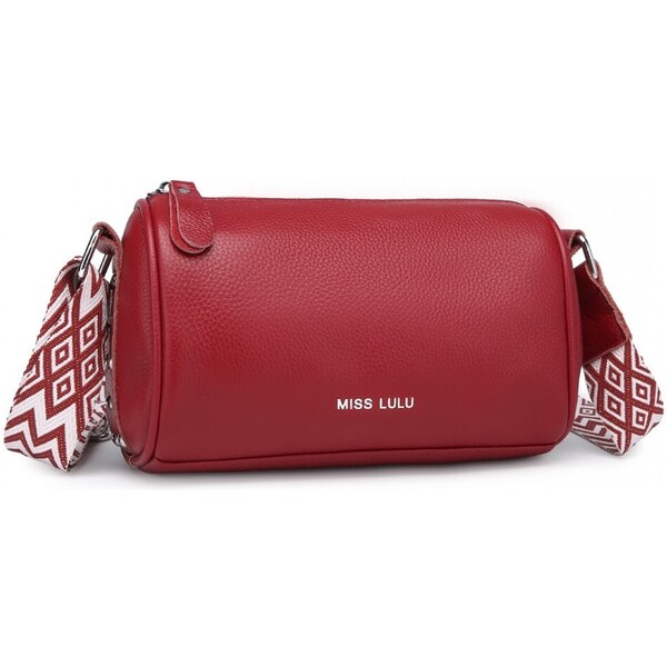Miss Lulu Kabelka - malá z pravej kože a hrubým popruhom, červená 48001473