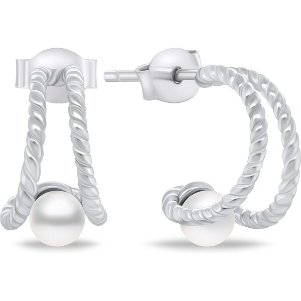 Brilio Silver Elegantné strieborné náušnice so sladkovodnou perlou 66592573