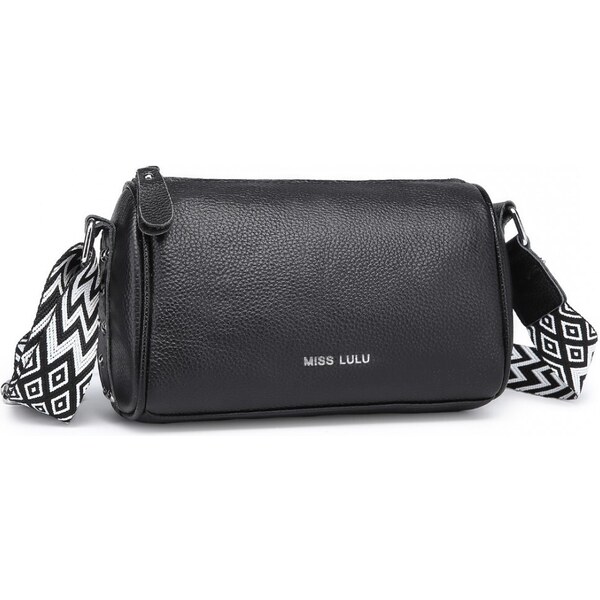 Miss Lulu Kabelka - malá z pravej kože a hrubým popruhom, čierna 48001474