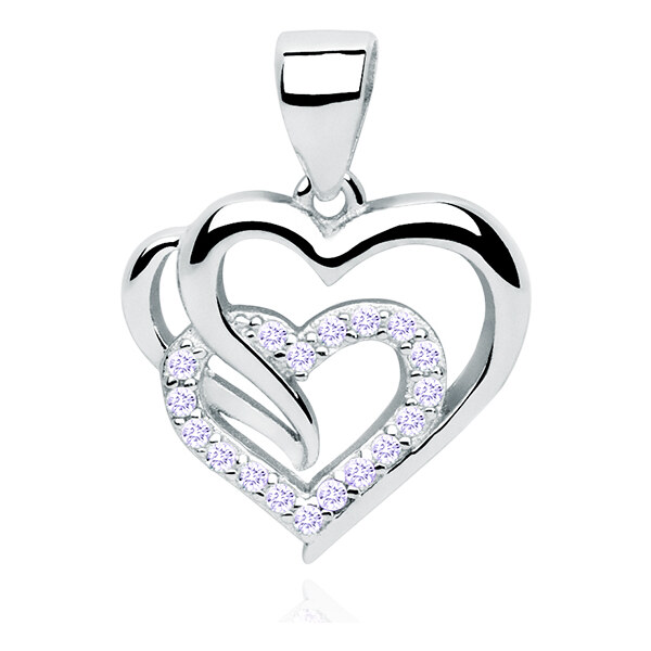 Olivie Strieborný prívesok LEVANDUĽOVÉ SPOJENÉ SRDCIA 3065 43967263