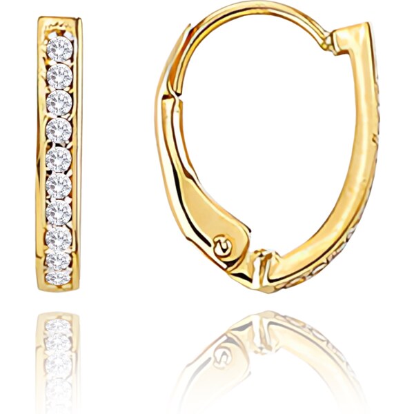 OLIVIE MINET Zlaté náušnice na patent s bielymi zirkónmi Au 585/1000 66795575