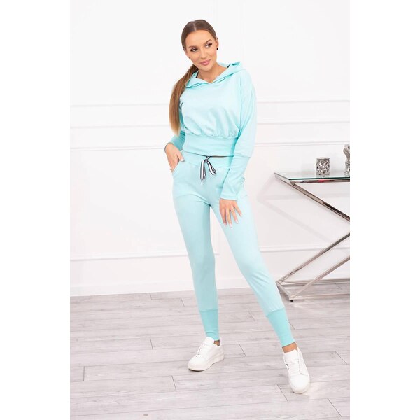 MladaModa Tepláková súprava s kapucňou a širokým pásom model 9323 43967386