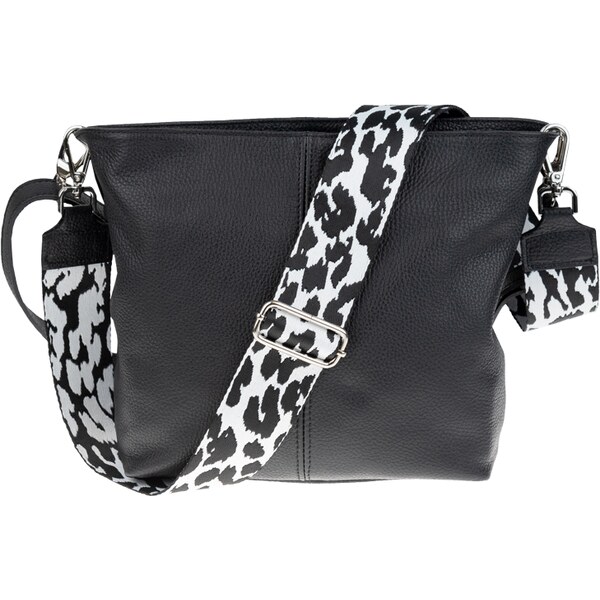 Čierna kožená talianska crossbody kabelka Prisca Nera s prídavným 43996630