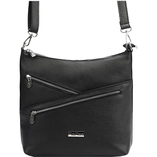 Čierna kožená kabelka cez plece MiaMore 43988131