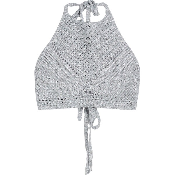 Bershka Vyšívaný top strieborná 54252660