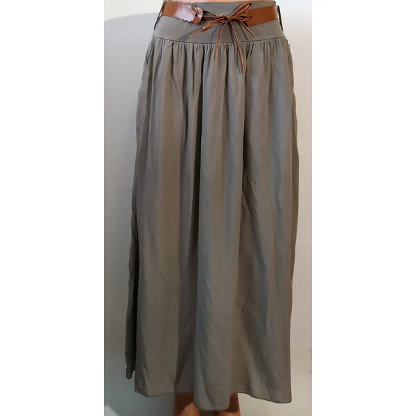 Dlhá letná sukňa s vreckami- hnedá 44038821