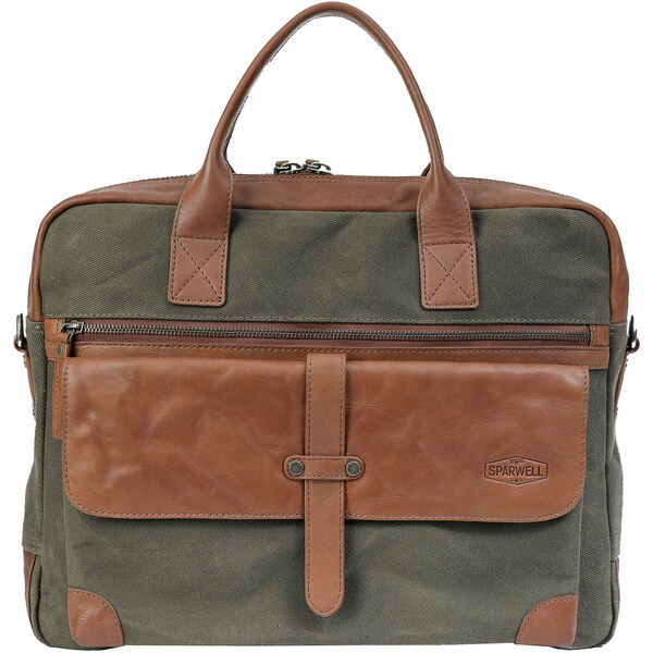 Pánska taška na notebook Sparwell Bredly - zeleno-hnedá 44072195