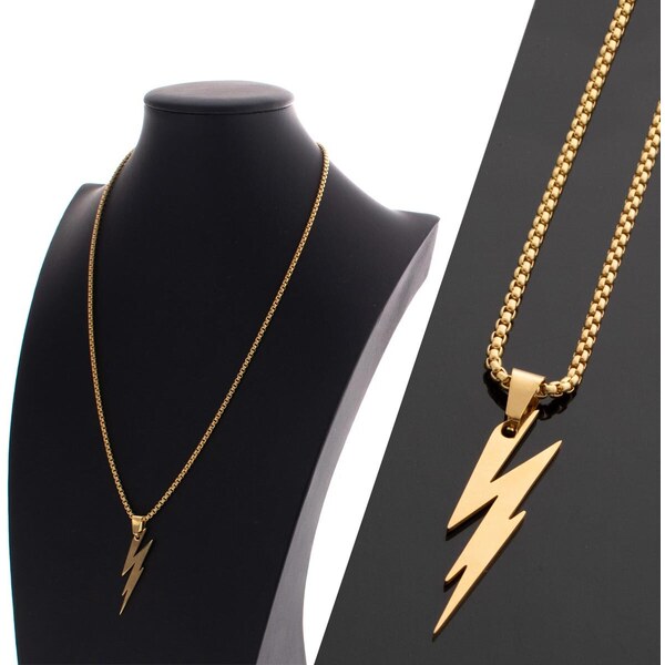 CITY STORM Retiazka z chirurgickej ocele so zlatým bleskom 66889431