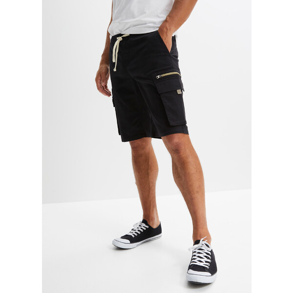 bonprix Voľné strečové bermudy Regular Fit, farba čierna 44798105