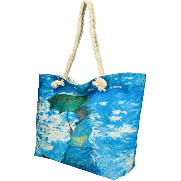 Linea Moda Veľká plážová taška v maľovanom dizajne modrá HB002 44198717