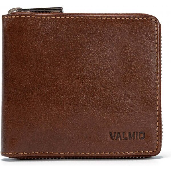Valmio Brown RFID Kožená peňaženka so zapínaním na zips 44264120