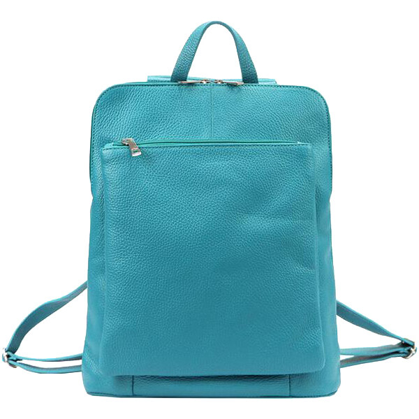 Kožený dámsky módny batôžtek s čelným vreckom Patrizia Piu tyrkysovo 44341618